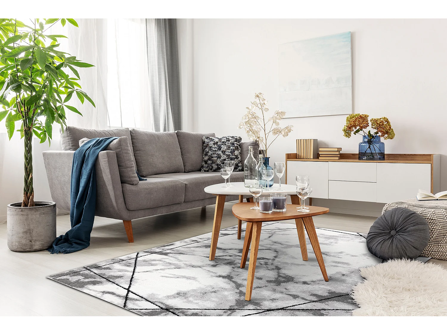 Tapijt modern COZY Lina, geometrisch , marmer - Structureel, twee pool 140x190 cm