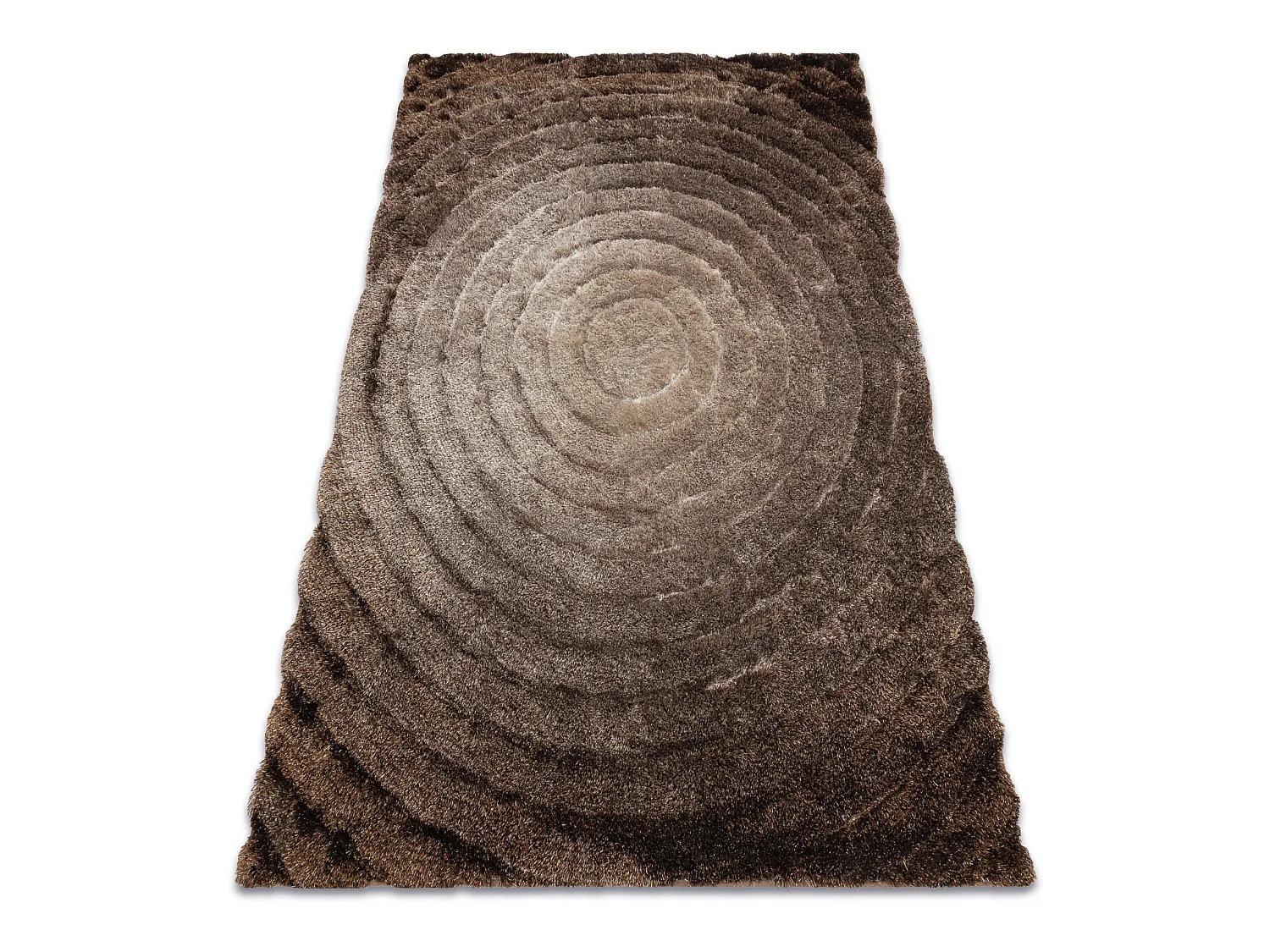 Tapis moderne FLIM 008-B7 shaggy, cercles - Structural marron 80x150 cm