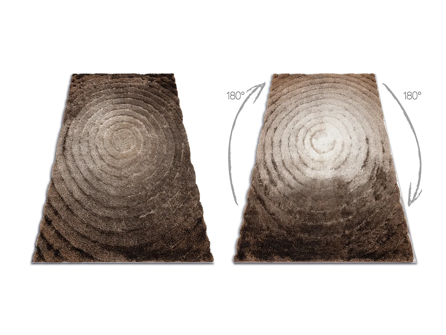 Tapis moderne FLIM 008-B7 shaggy, cercles - Structural marron 80x150 cm