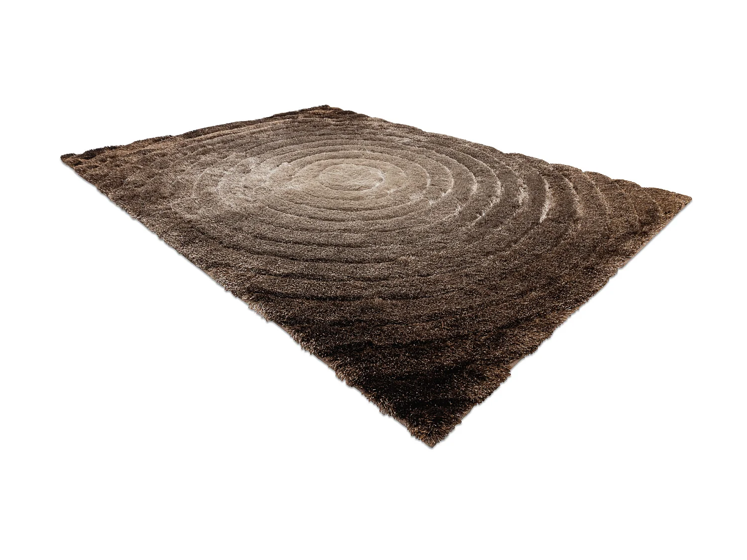 Tapis moderne FLIM 008-B7 shaggy, cercles - Structural marron 80x150 cm