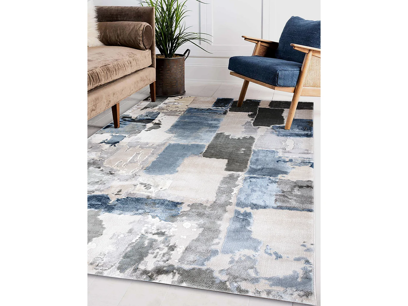 Tapis ACRYLIQUE ELITRA 6215 Abstraction vintage gris / bleu 160x230 cm