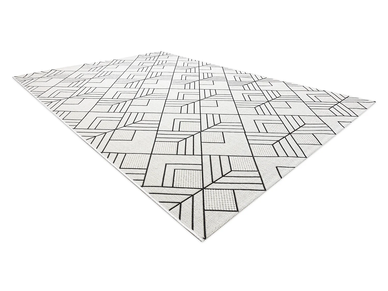 Tapis SIZAL FLAT 48731960 Carrés Losanges, geometrico crème / gris 140x200 cm