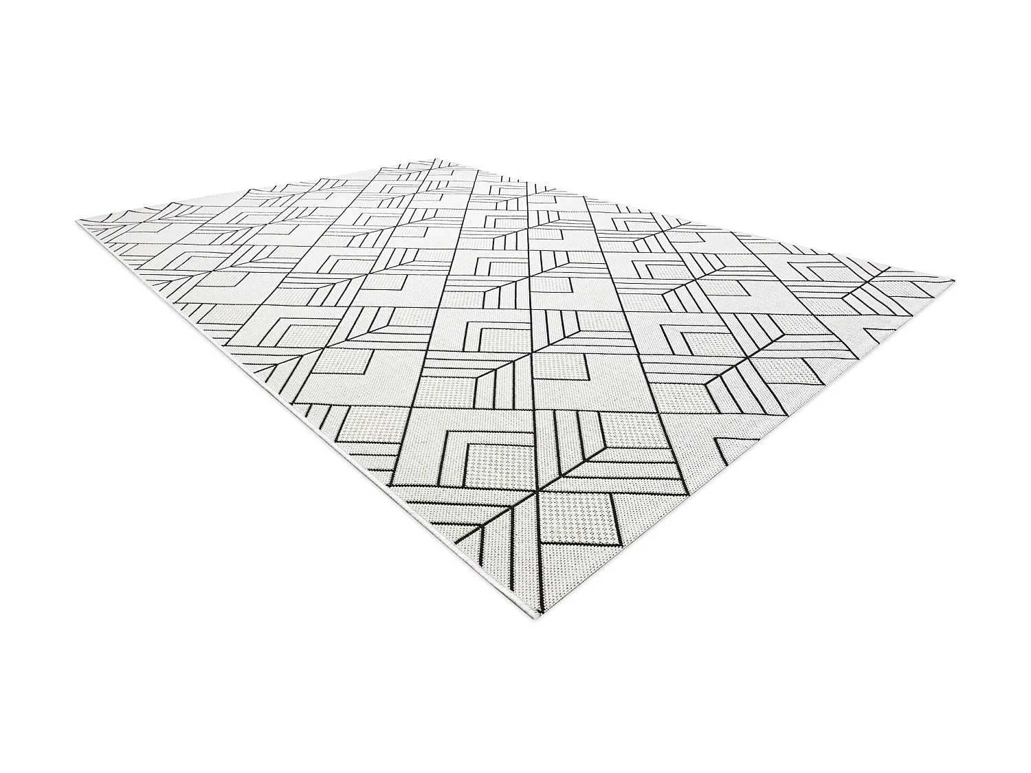 Tapis SIZAL FLAT 48731960 Carrés Losanges, geometrico crème / gris 140x200 cm