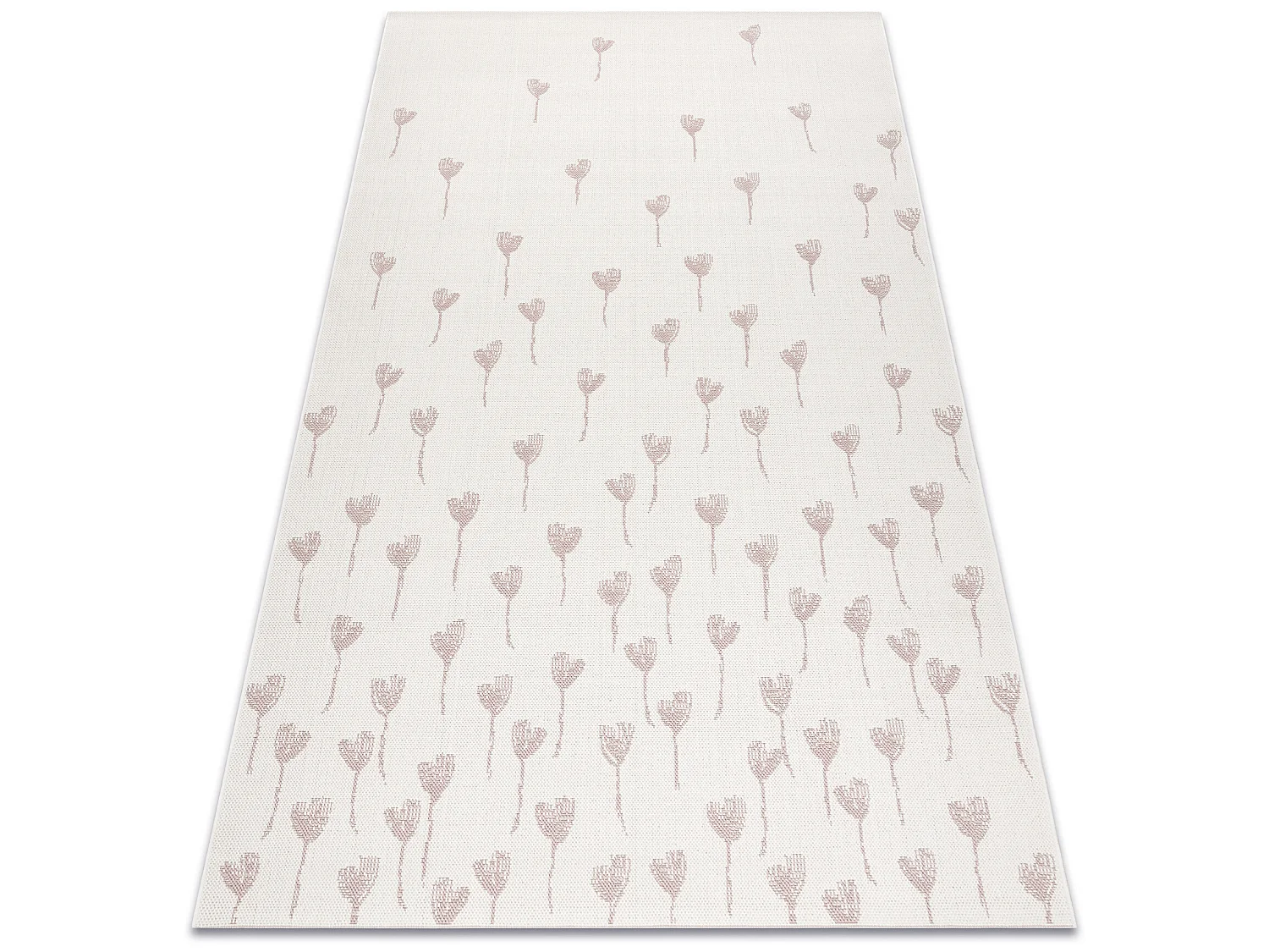 Sisal tapijt SISAL FLAT 48779/526 Bloemetje crème / rozekleuring 160x230 cm