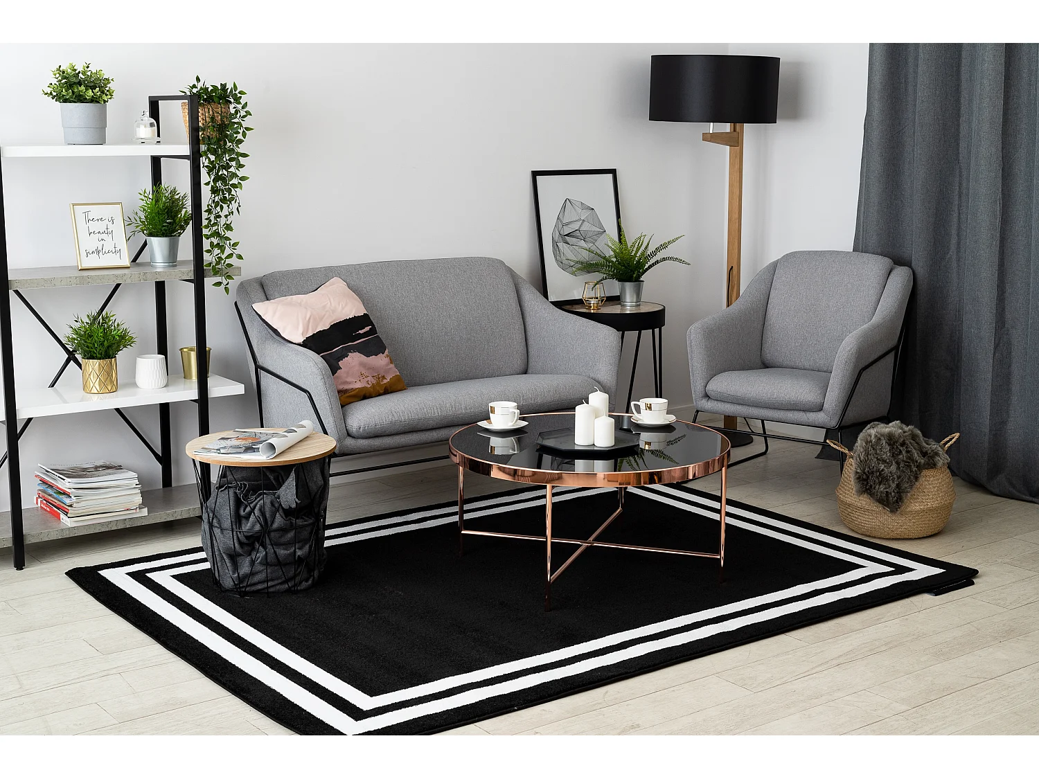 Tapijt HAMPTON Kader zwart 200x290 cm