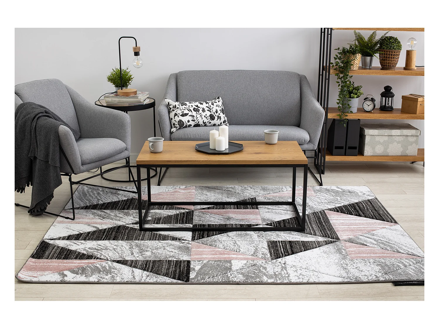 Teppich ALTER Nano Dreiecke rosa 120x170 cm