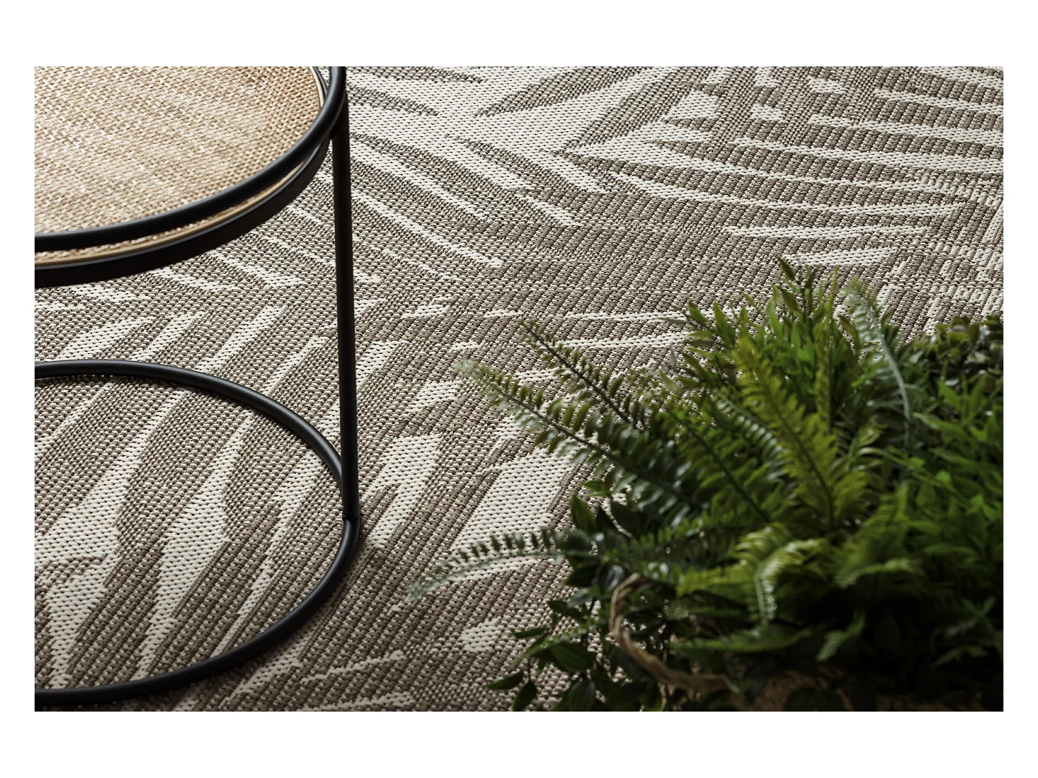 TAPIS EN CORDE SIZAL FLOORLUX 20504 FEUILLES szampański / gris foncé 160x230 cm