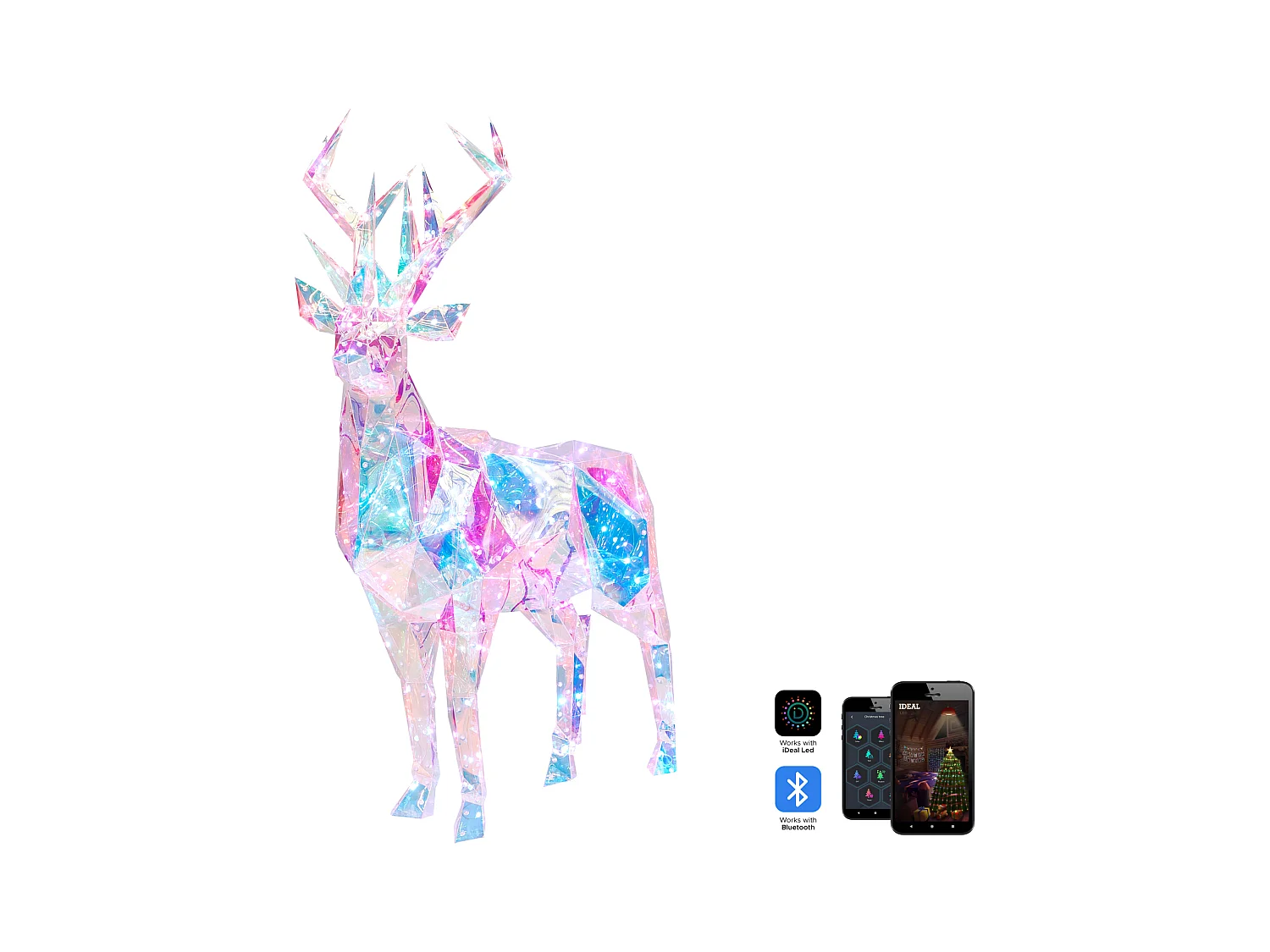 Outdoor Weihnachtsbeleuchtung Smart LED mehrfarbig Rentier mit App-Steuerung 90 cm POLARIS