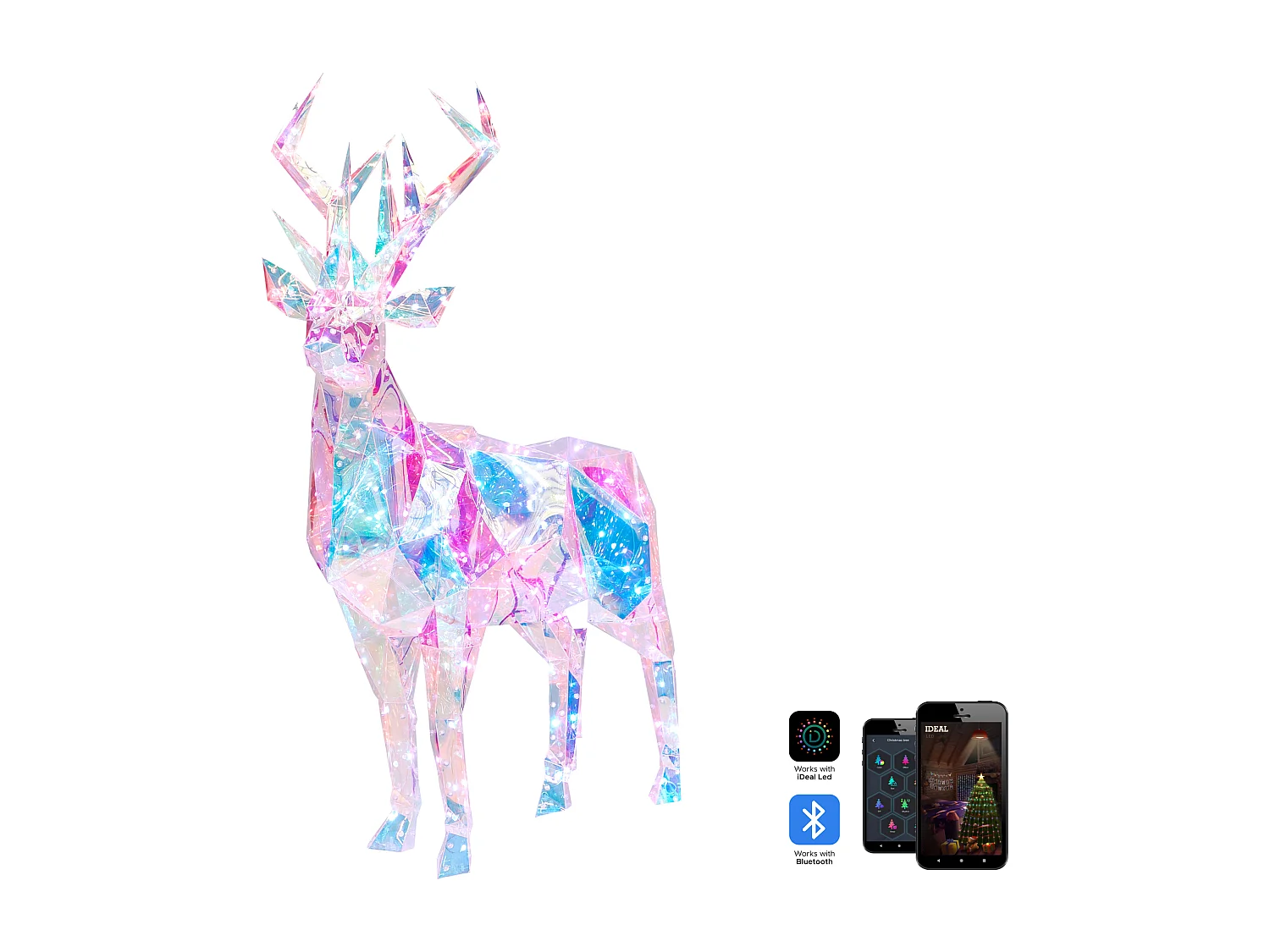 Decoración LED inteligente reno 90 cm multicolor con app POLARIS