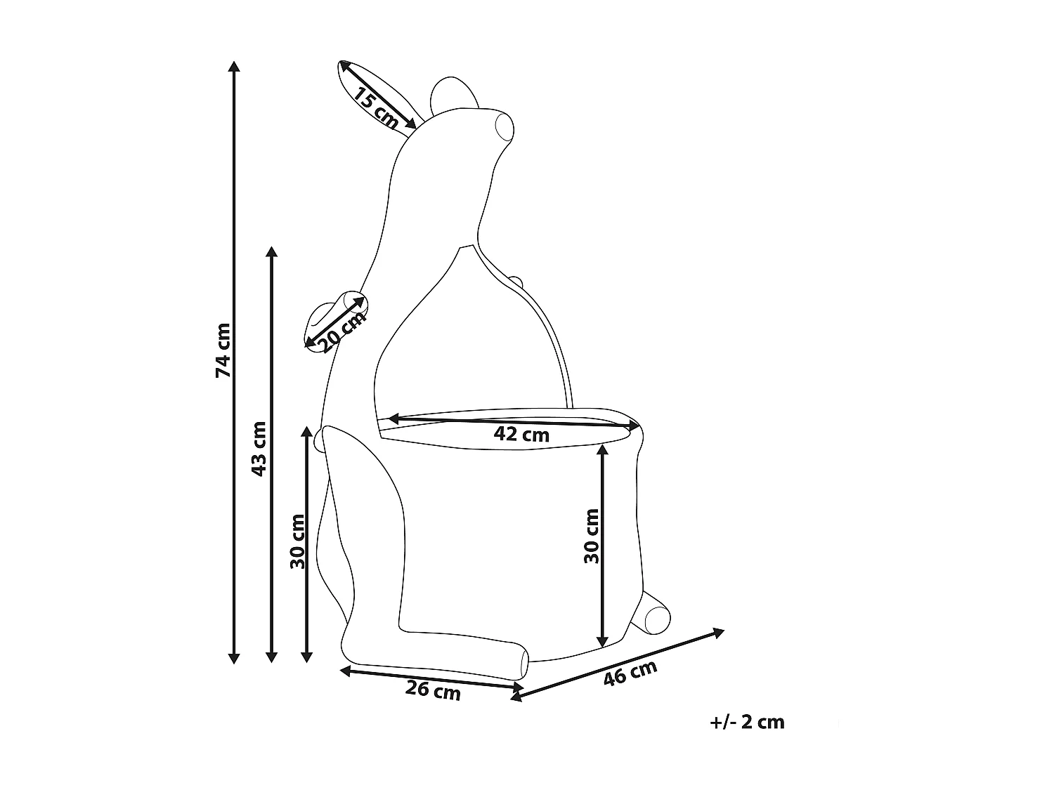 Cestino per bambini canguro KAPITI Rattan Bianco