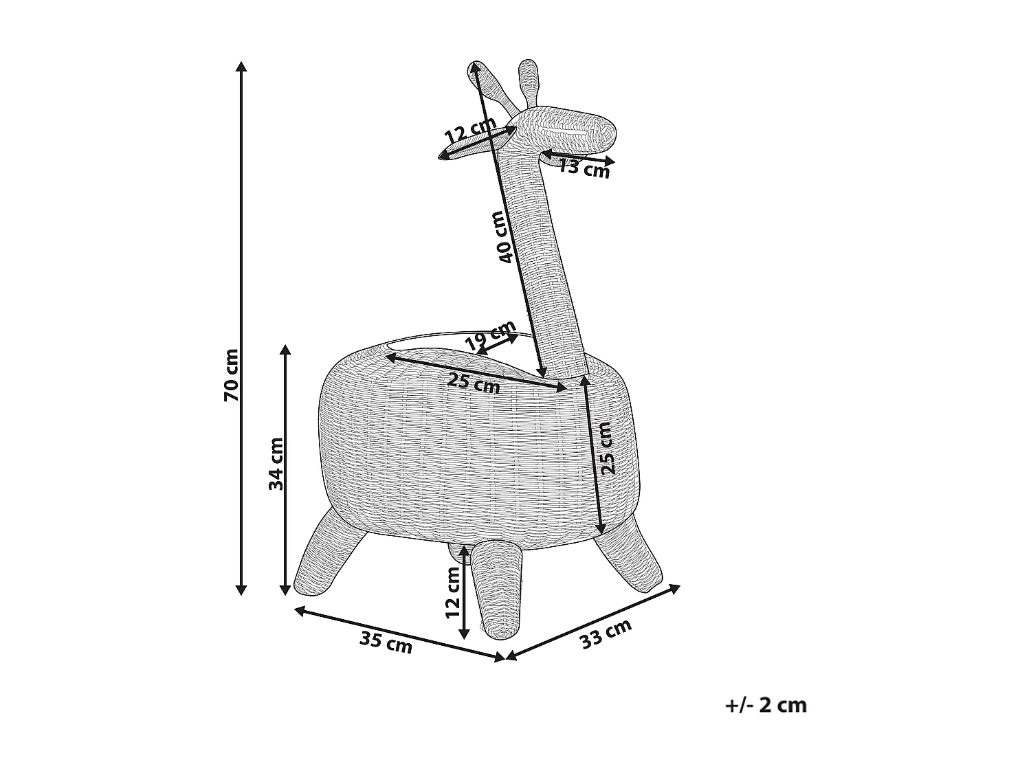 Panier enfants Girafe HAINAN Rotin Naturel