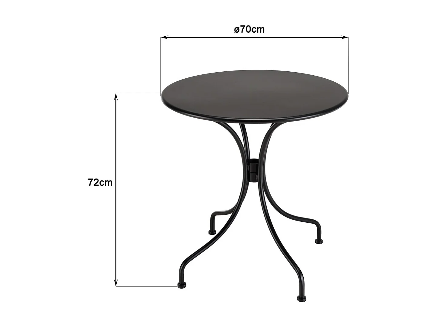 VIANNEY - Ensemble de jardin 2 pers. table diam 70cm, chaises grises