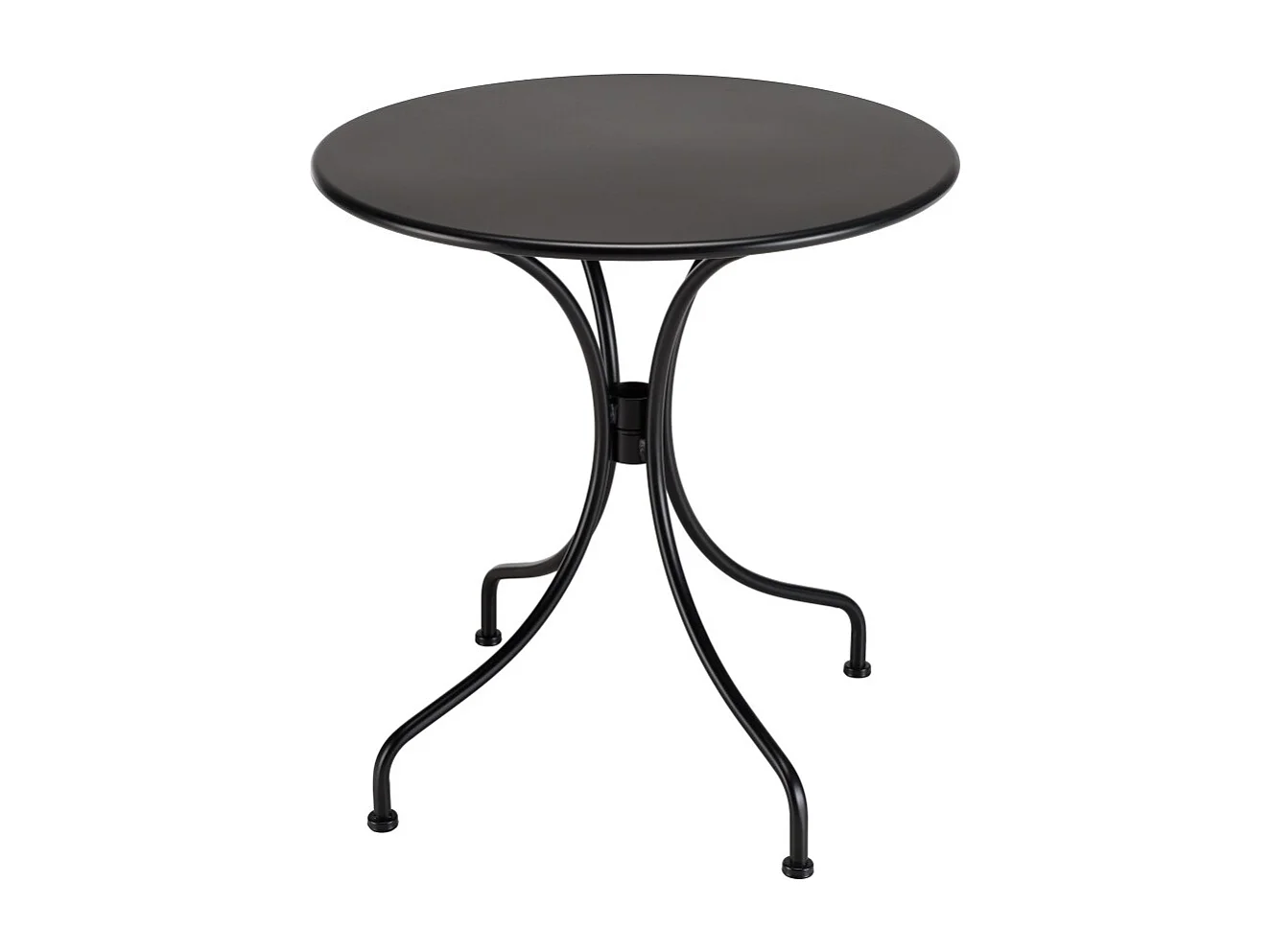 MALO - Ensemble de jardin - Table diam 70cm + 2 fauteuils gris/noirs