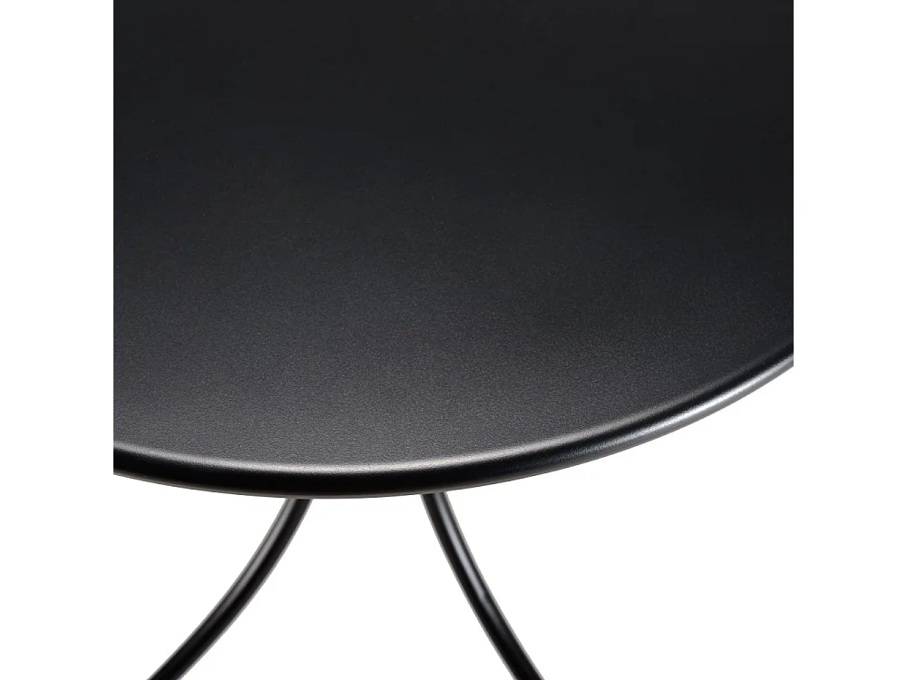 MALO - Ensemble de jardin - Table diam 70cm + 2 fauteuils gris/noirs