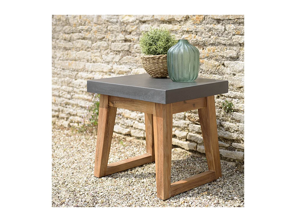 HECTOR - Table d'appoint rect. 50x40cm effet béton foncé pieds trapèze