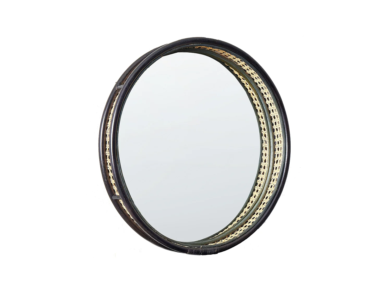 Wandspiegel DAKSA 60 cm 60 cm Rattan Schwarz