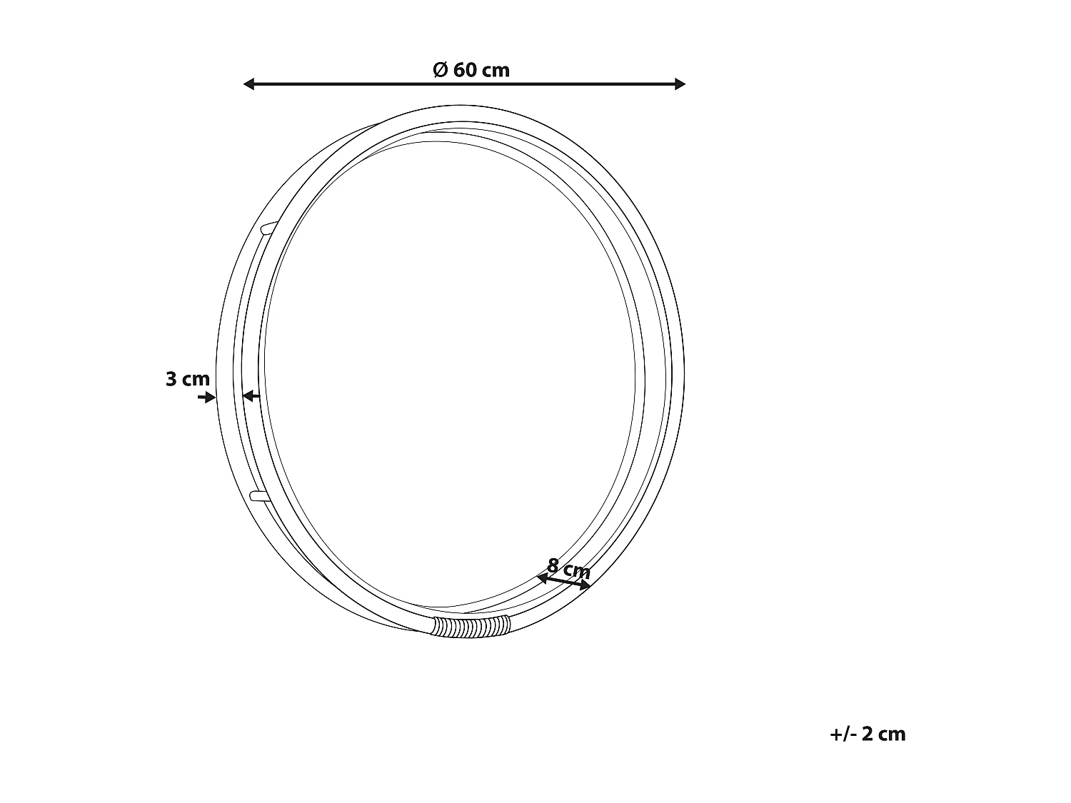 Wandspiegel DAKSA 60 cm 60 cm Rattan Schwarz