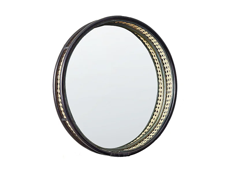 Lustro ścienne DAKSA 60 cm 60 cm Rattan Czarny