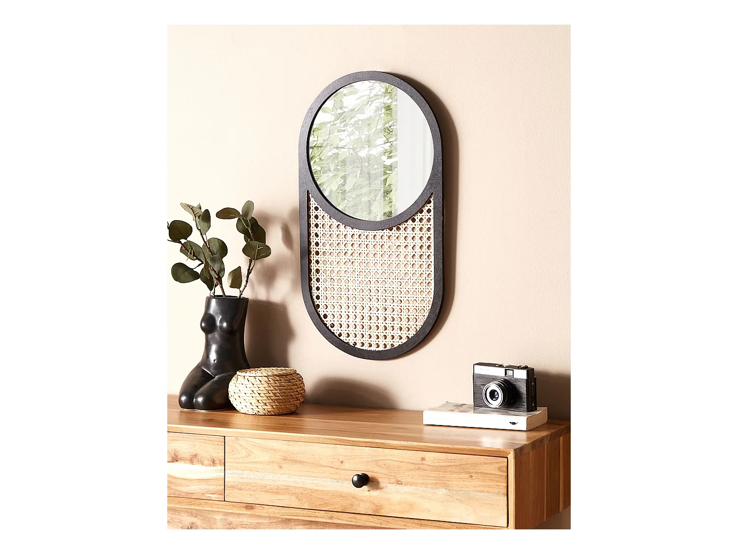 Specchio BALEAL 30 cm 56 cm Rattan Naturale