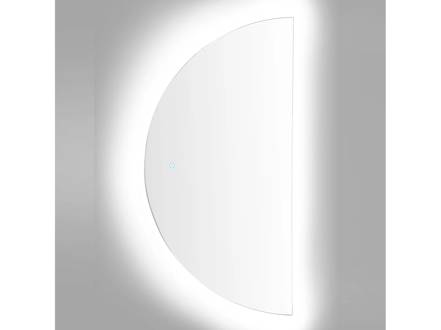 Badspiegel mit LED-Beleuchtung silber 50 x 100 cm halbrund für Badezimmer Loue