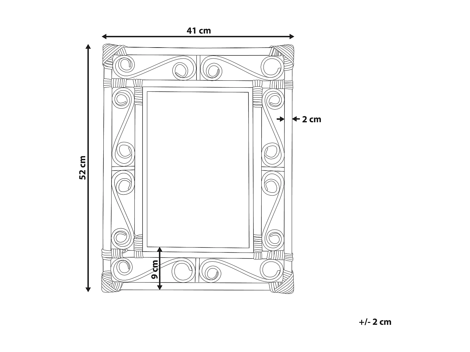 Miroir AMANU 41 cm 52 cm Rotin Naturel
