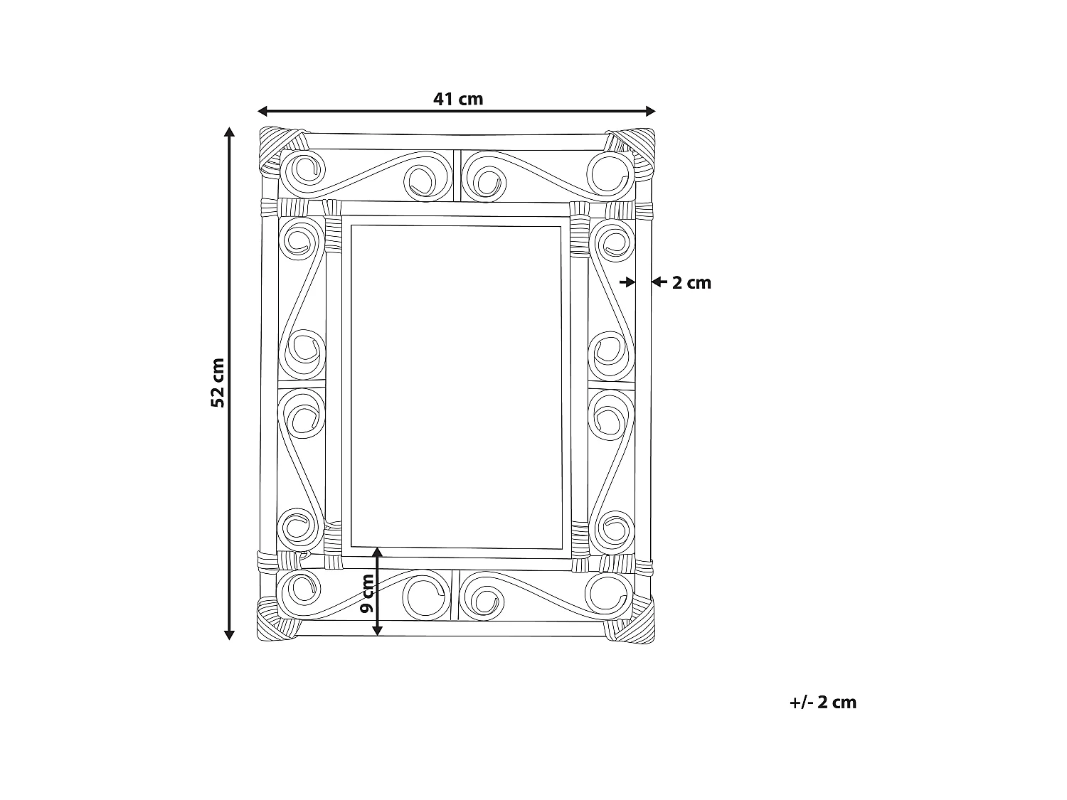 Wandspiegel Rattan natürlich / beige 41 x 52 cm Boho rechteckig Amanu