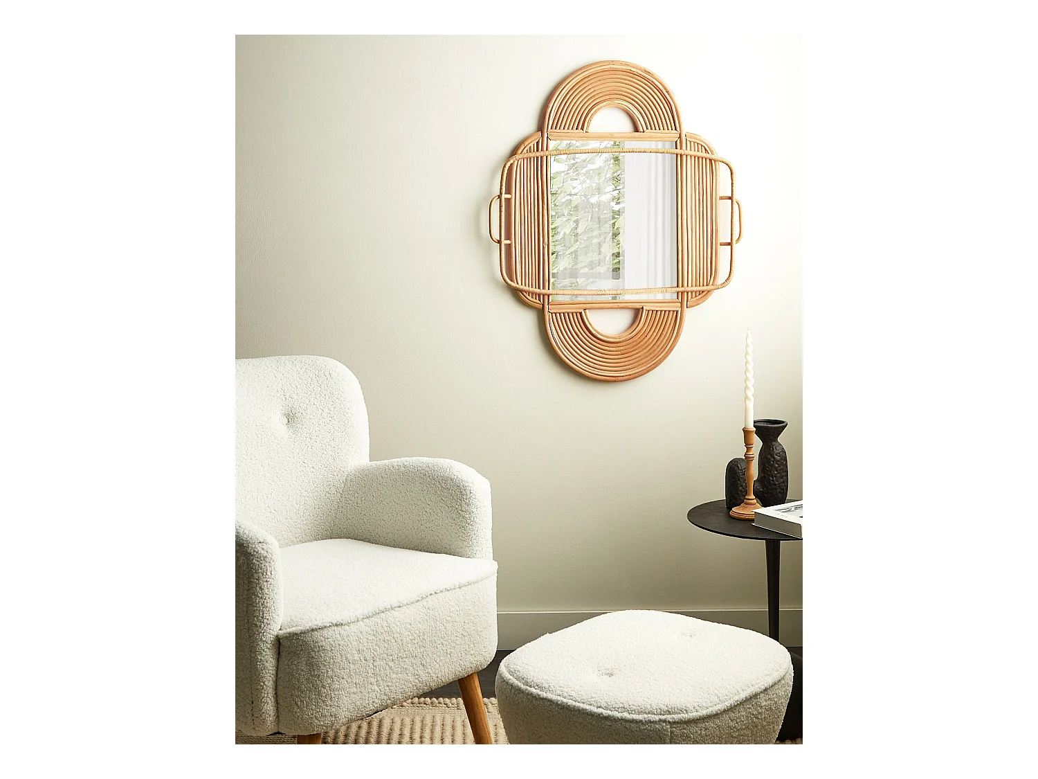 Miroir ALCORN 70 cm 90 cm Rotin Naturel