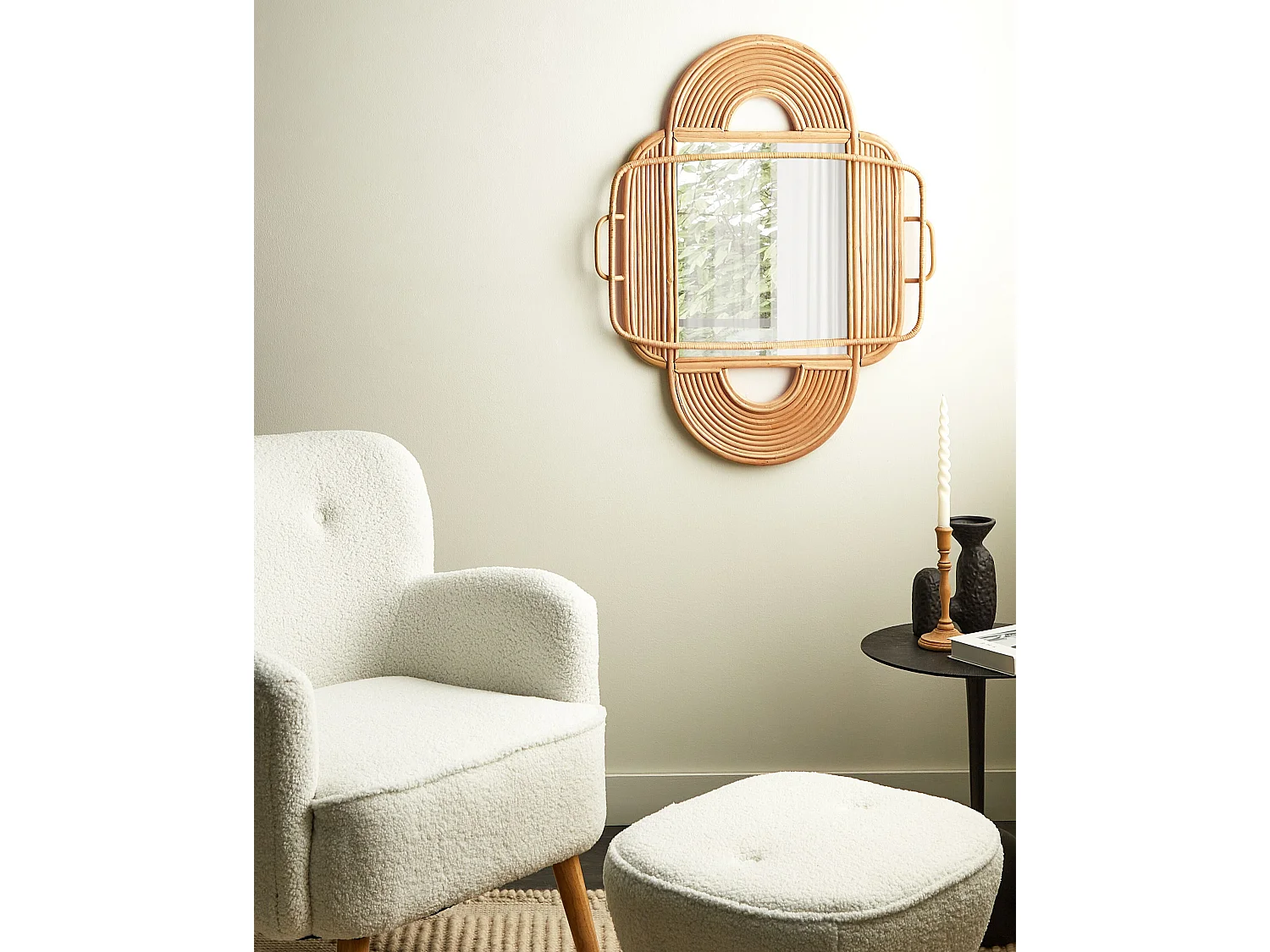Miroir ALCORN 70 cm 90 cm Rotin Naturel