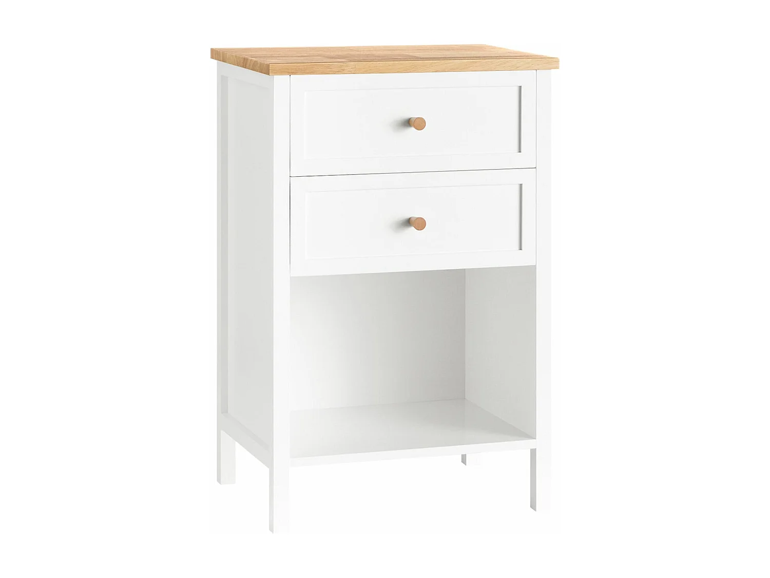 SoBuy FBT126-WN Table de Chevet avec 2 Tiroirs, Table de Nuit, Bout de Canapé, Table d'Appoint, Table Téléphone, Table de Café