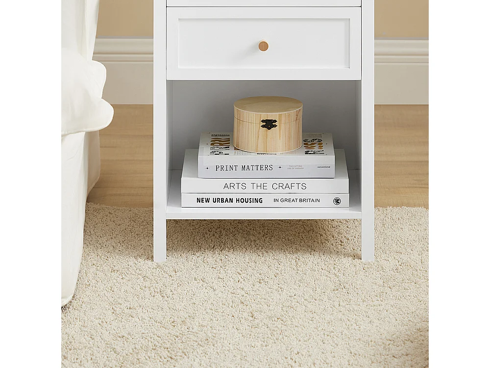 SoBuy FBT126-WN Table de Chevet avec 2 Tiroirs, Table de Nuit, Bout de Canapé, Table d'Appoint, Table Téléphone, Table de Café