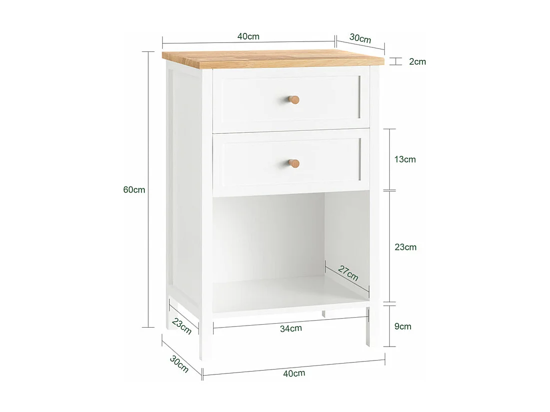 Stolik do Sofy, Stolik nocny z 2 szufladami FBT126-WN