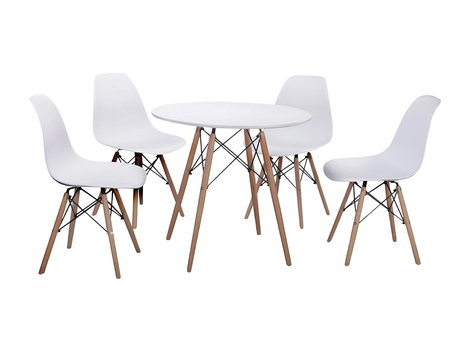 Ensemble de table à manger rectangulaire + lot de 4 chaises coloris blanc