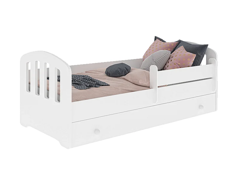 Cama Infantil com Colchão Felix Gaveta Barreira KOBI Branco (160x80cm)