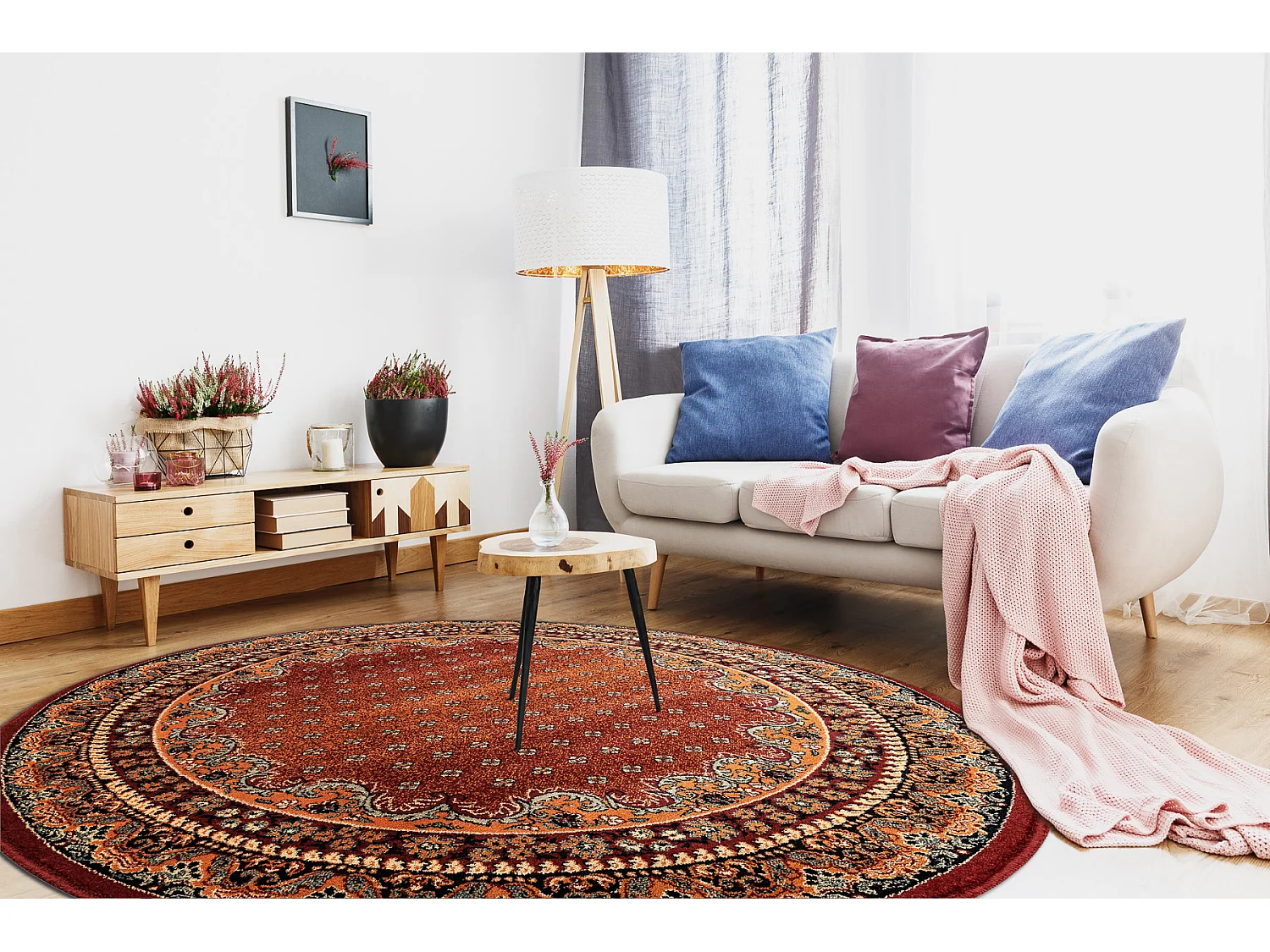 Tapis en laine POLONIA cercle BARON bourgogne cercle 135 cm