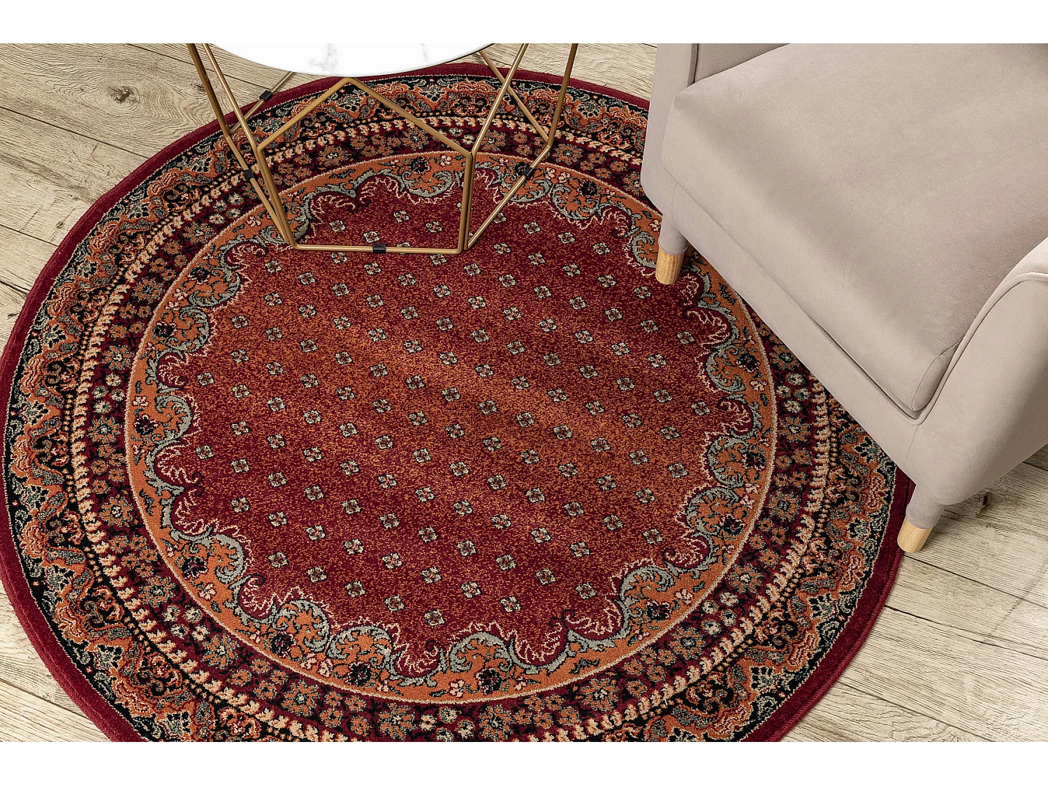 Tapis en laine POLONIA cercle BARON bourgogne cercle 135 cm