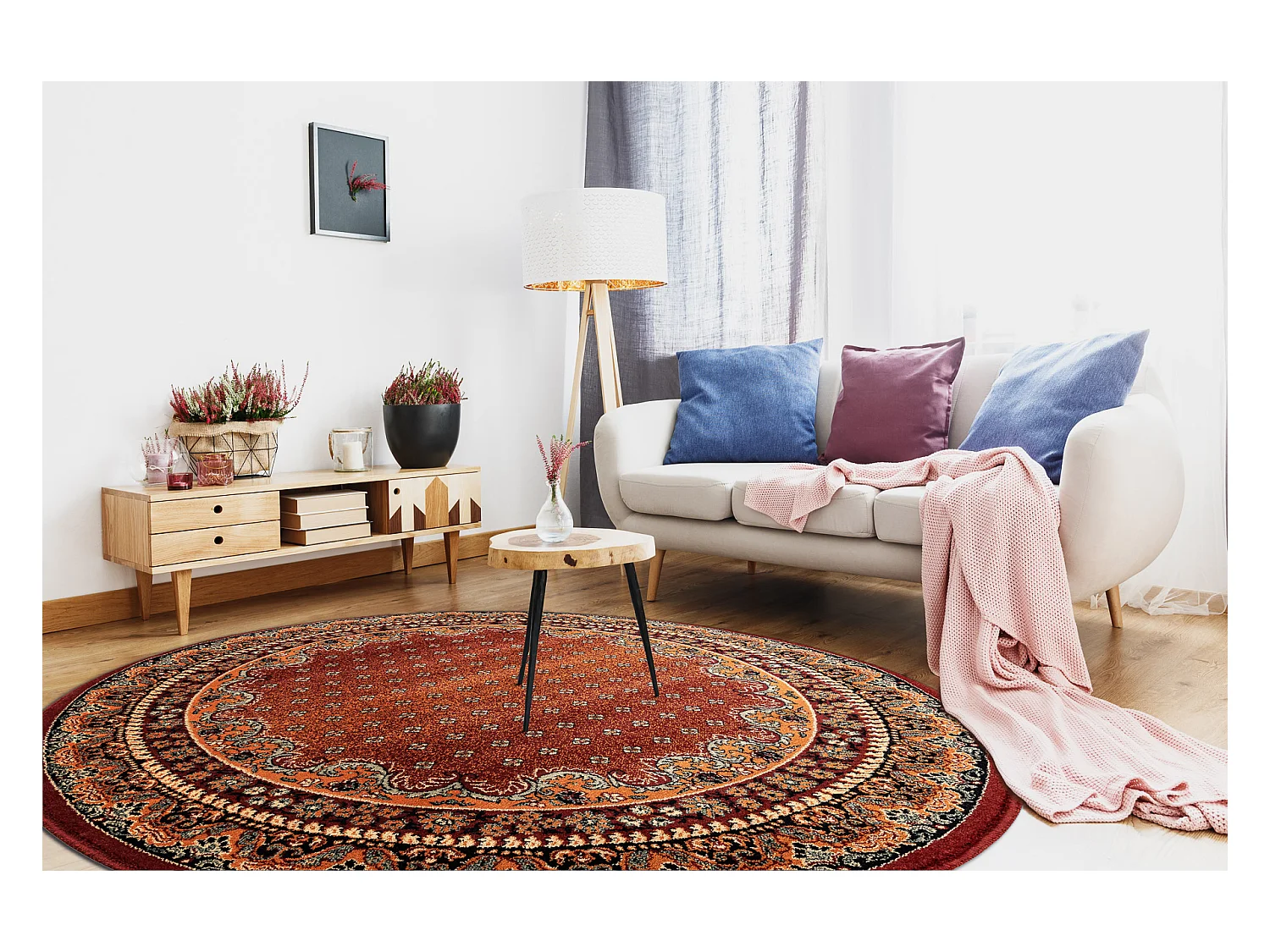 Tapis en laine POLONIA cercle BARON bourgogne cercle 135 cm