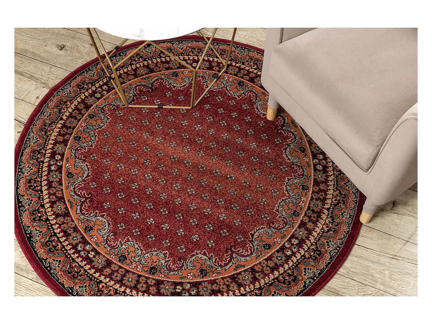 Tapis en laine POLONIA cercle BARON bourgogne cercle 135 cm