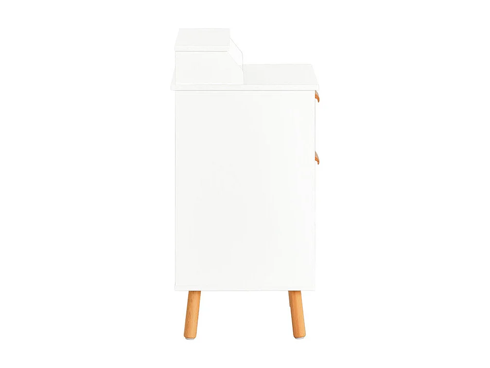 SoBuy FBT125-W Table de Chevet, Table de Nuit, Table d'Appoint, Bout de Canapé avec 1 Étagère, 2 Tiroirs et 1 Compartiment Ouvert