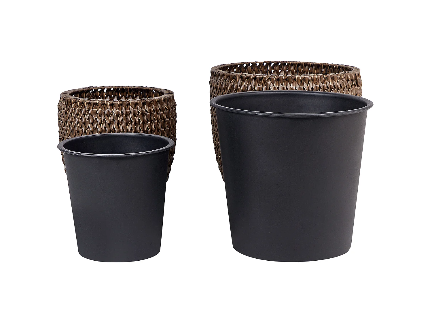 Lot de 3 pots de fleurs BERBERIS Polyrotin 34/45 cm Marron foncé