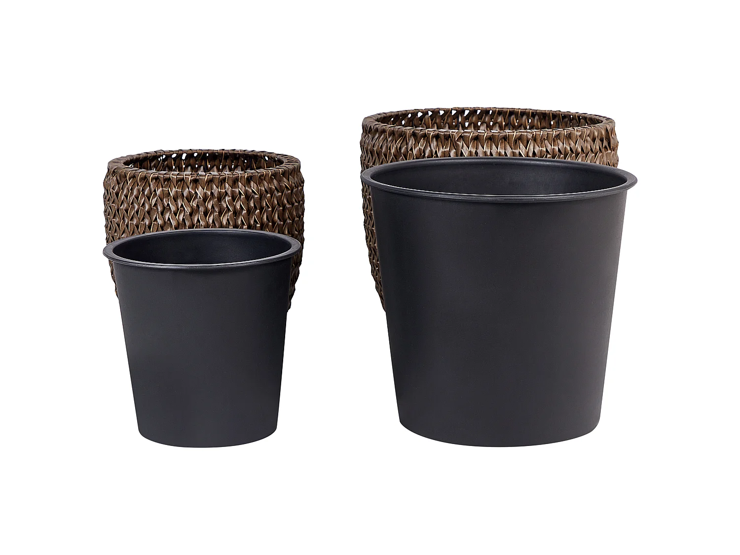 Lot de 3 pots de fleurs BERBERIS Polyrotin 34/45 cm Marron foncé