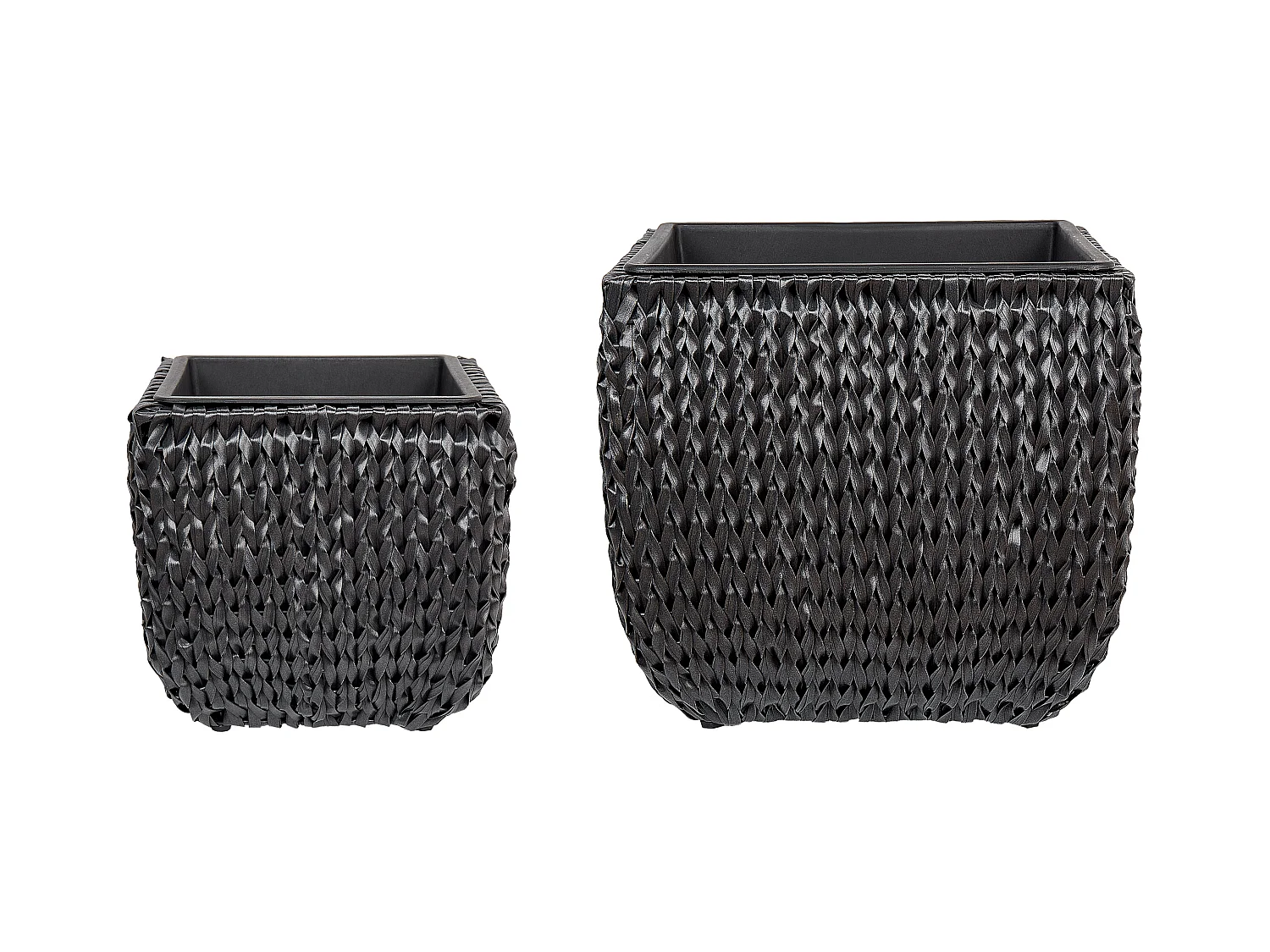 Set mit 2 Blumentöpfen BERBERIS PE Rattan 34/45 cm Schwarz