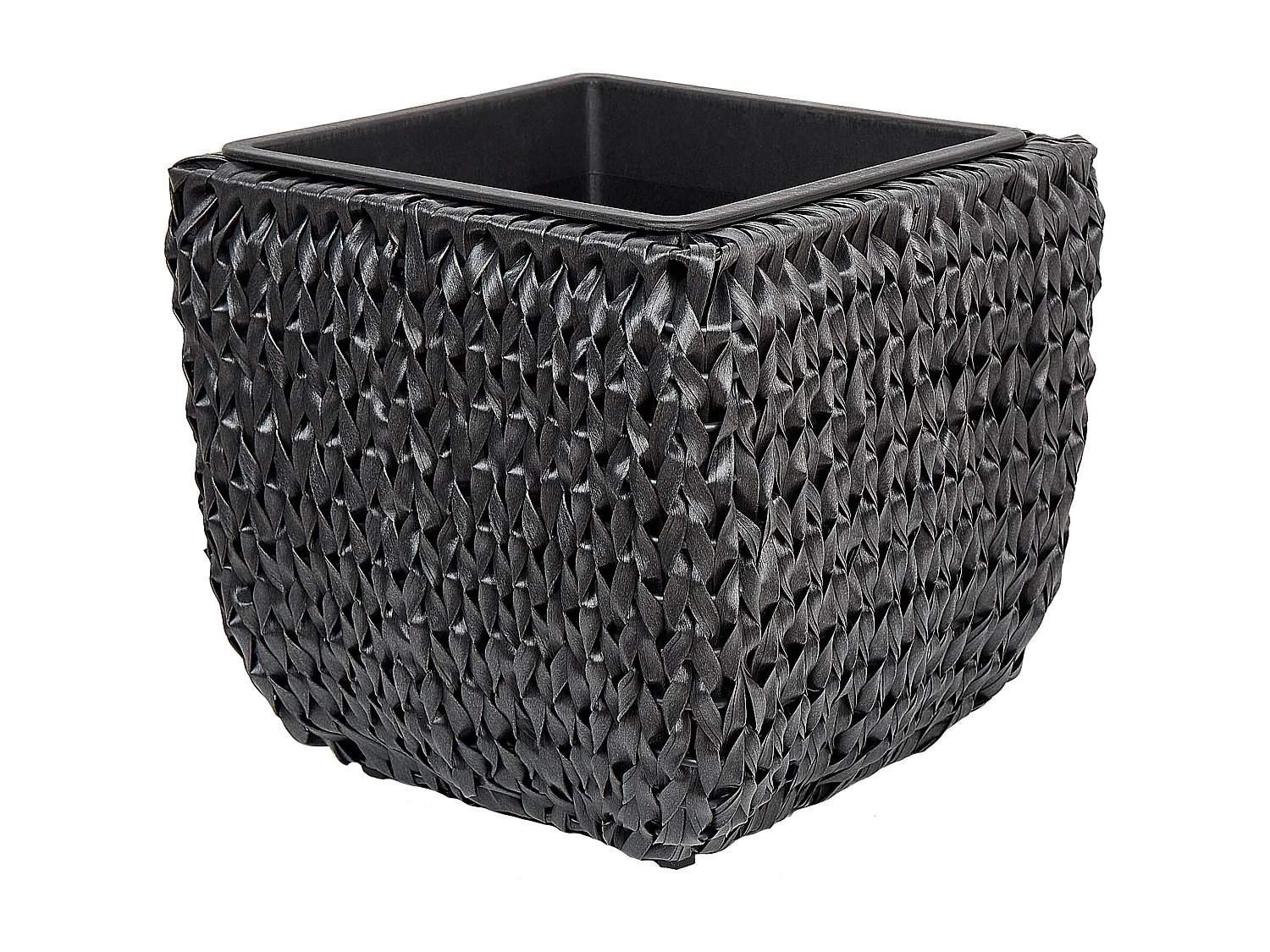 Conjunto de 2 macetas BERBERIS Ratán sintético 34/45 cm Negro