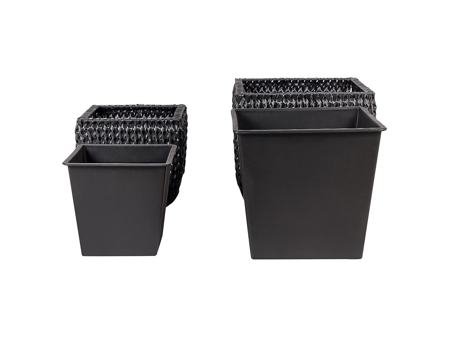 Set med 2 växtkrukor BERBERIS 34/45 cm Konstrotting Svart