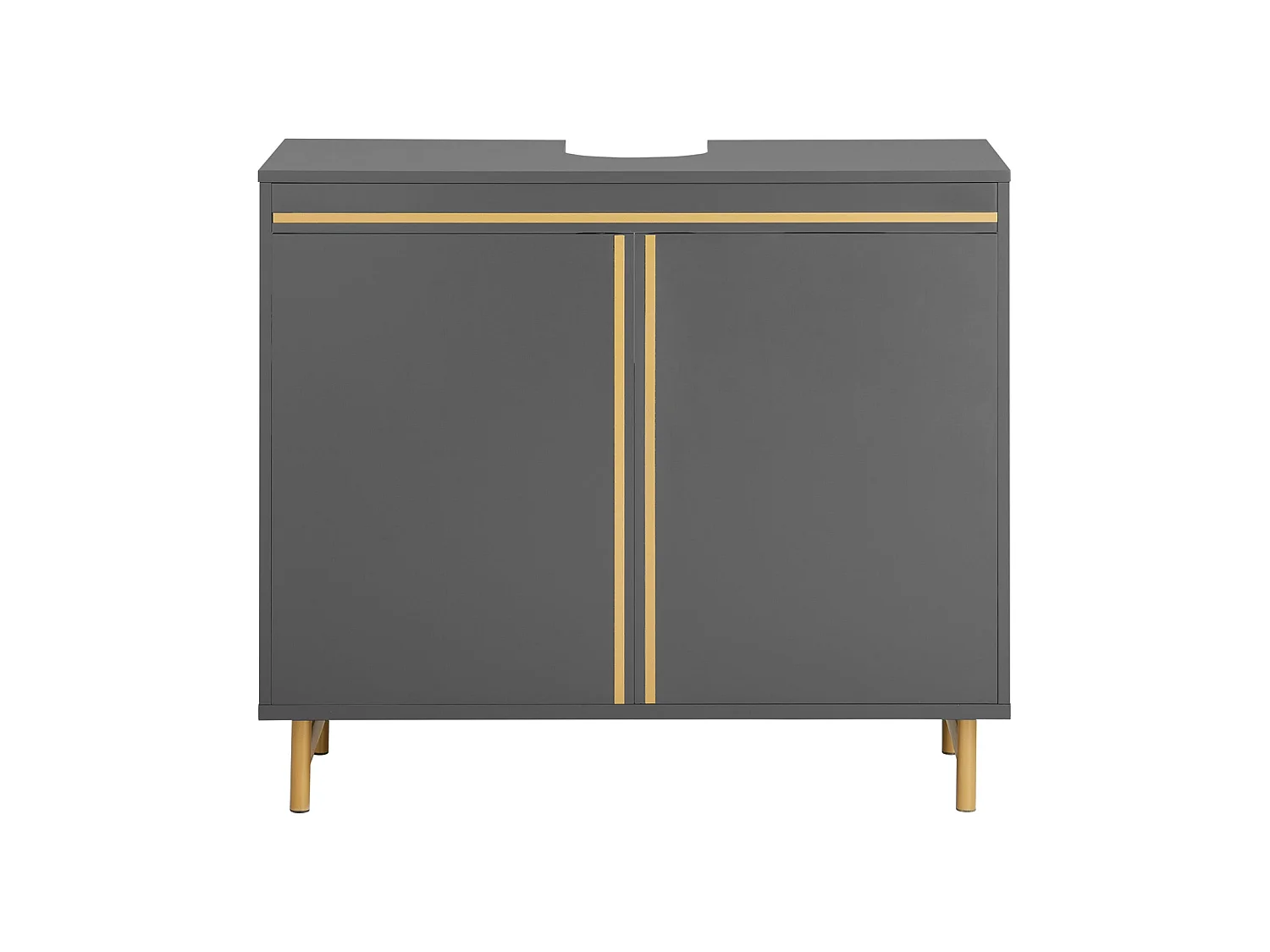 SoBuy BZR129-HG Meuble sous Lavabo, Meuble sous Vasque avec 2 Portes et 2 Étages, Meuble sur Pied de Salle de Bain, Placard Armoire