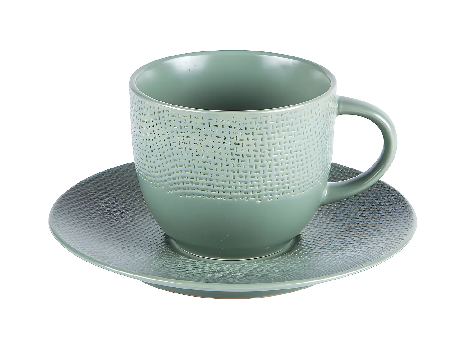 Tasse à thé et sa soucoupe Vésuvio sauge 22 cl (lot de 6)