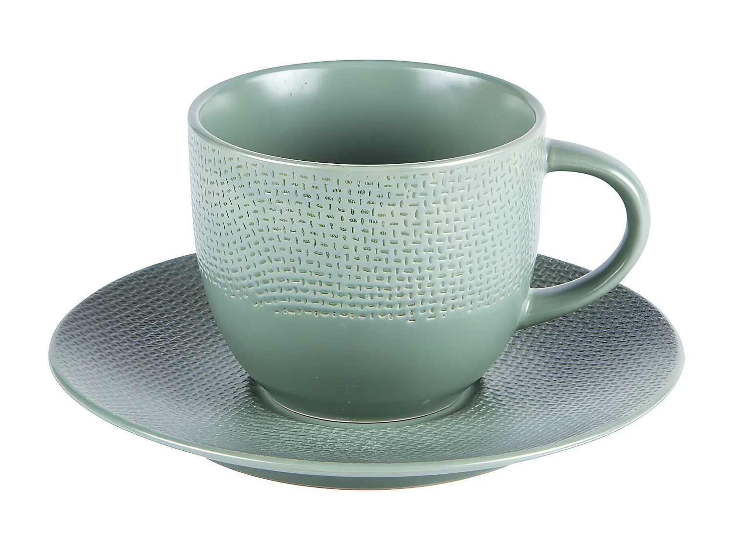 Tasse à thé et sa soucoupe Vésuvio sauge 22 cl (lot de 6)