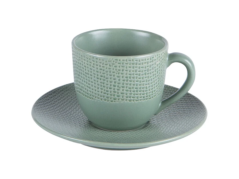 Tasse à café et sa soucoupe Vésuvio sauge 12 cl (lot de 6)