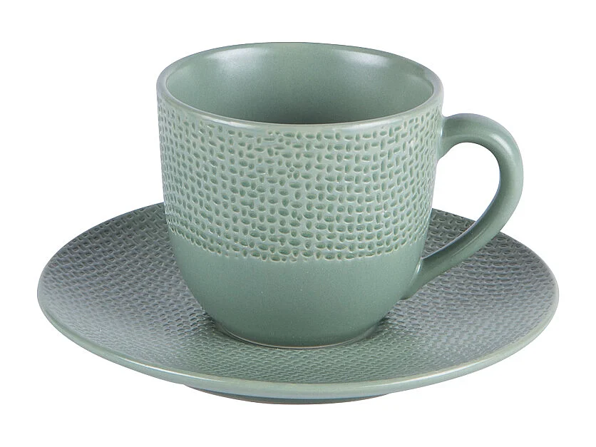 Tasse à café et sa soucoupe Vésuvio sauge 12 cl (lot de 6)