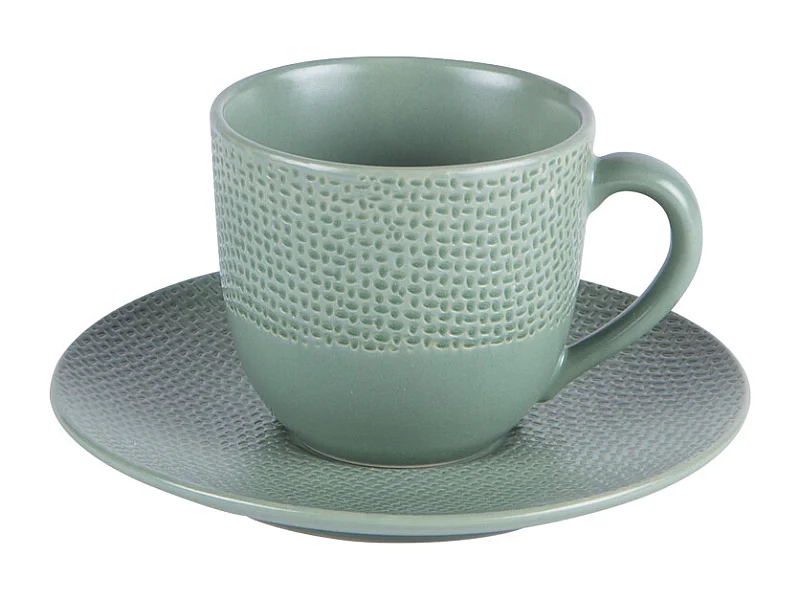 Tasse à café et sa soucoupe Vésuvio sauge 12 cl (lot de 6)