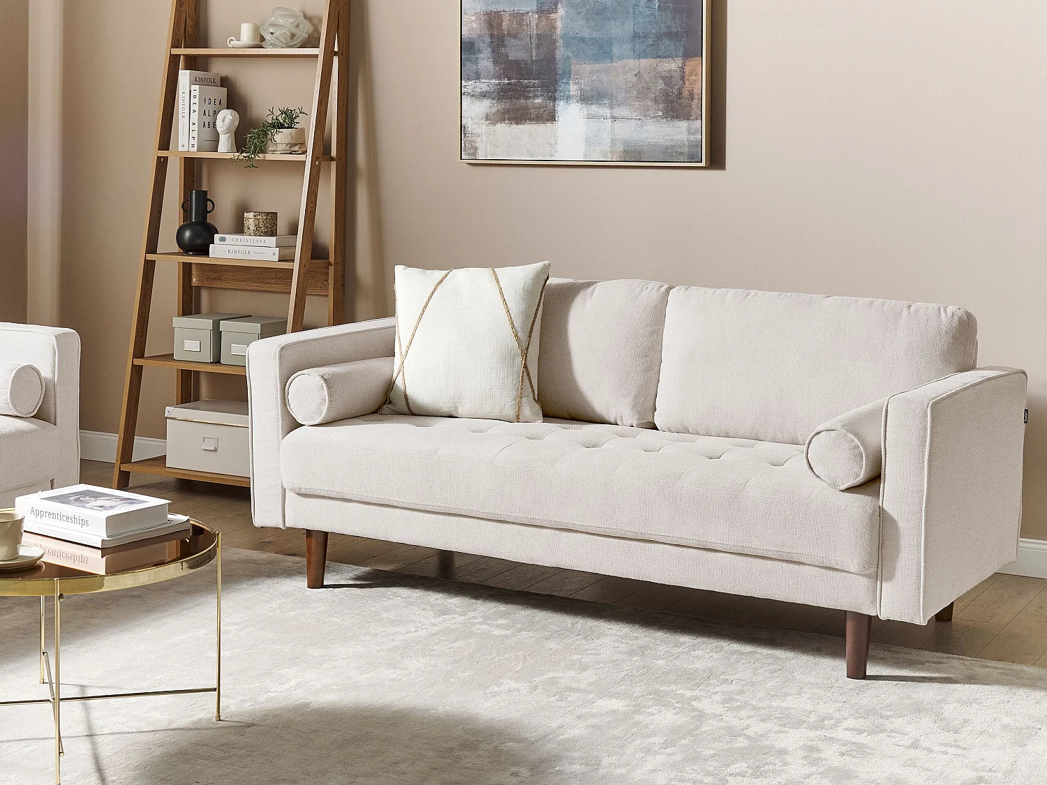 Sofa NURMO Stoff Hellbeige 3-Sitzer